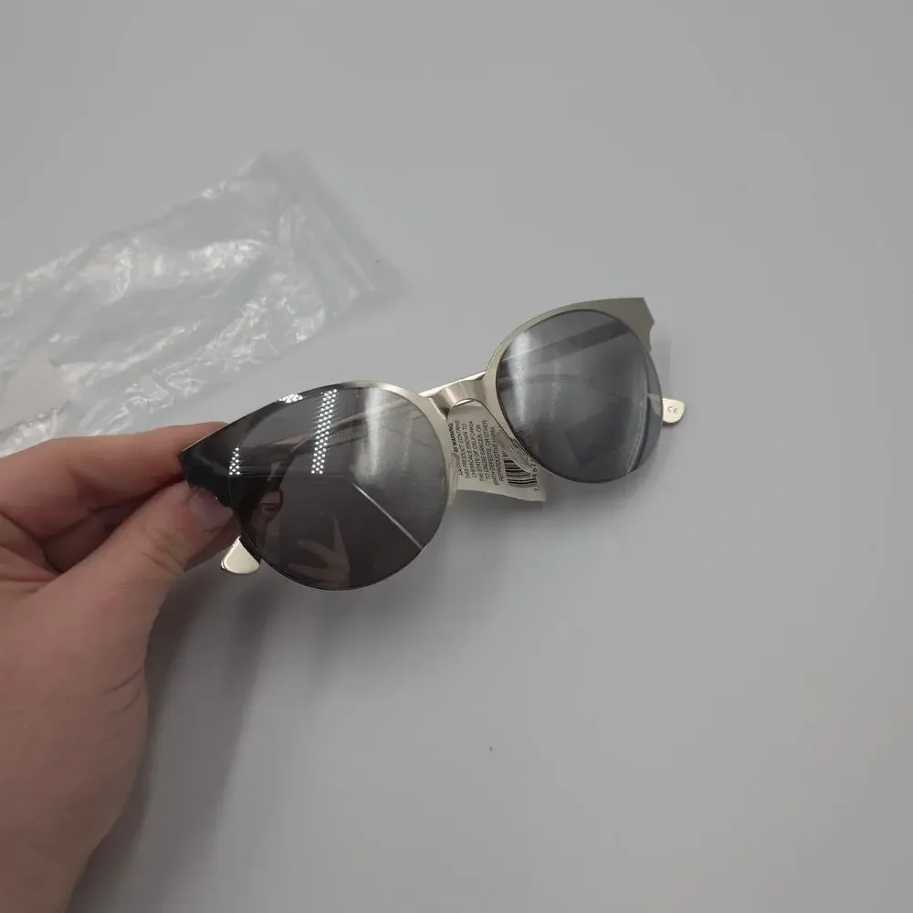 Joe’s Jeans Women's Browline Geometric Cat Eye Sunglasses in Silver Metallic